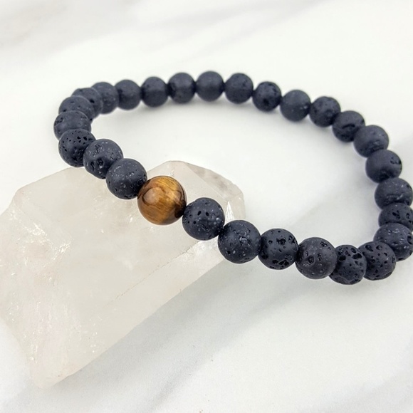 Lexiga Jewelry - Protect • Tiger's Eye & Lava Crystal Bead Bracelet